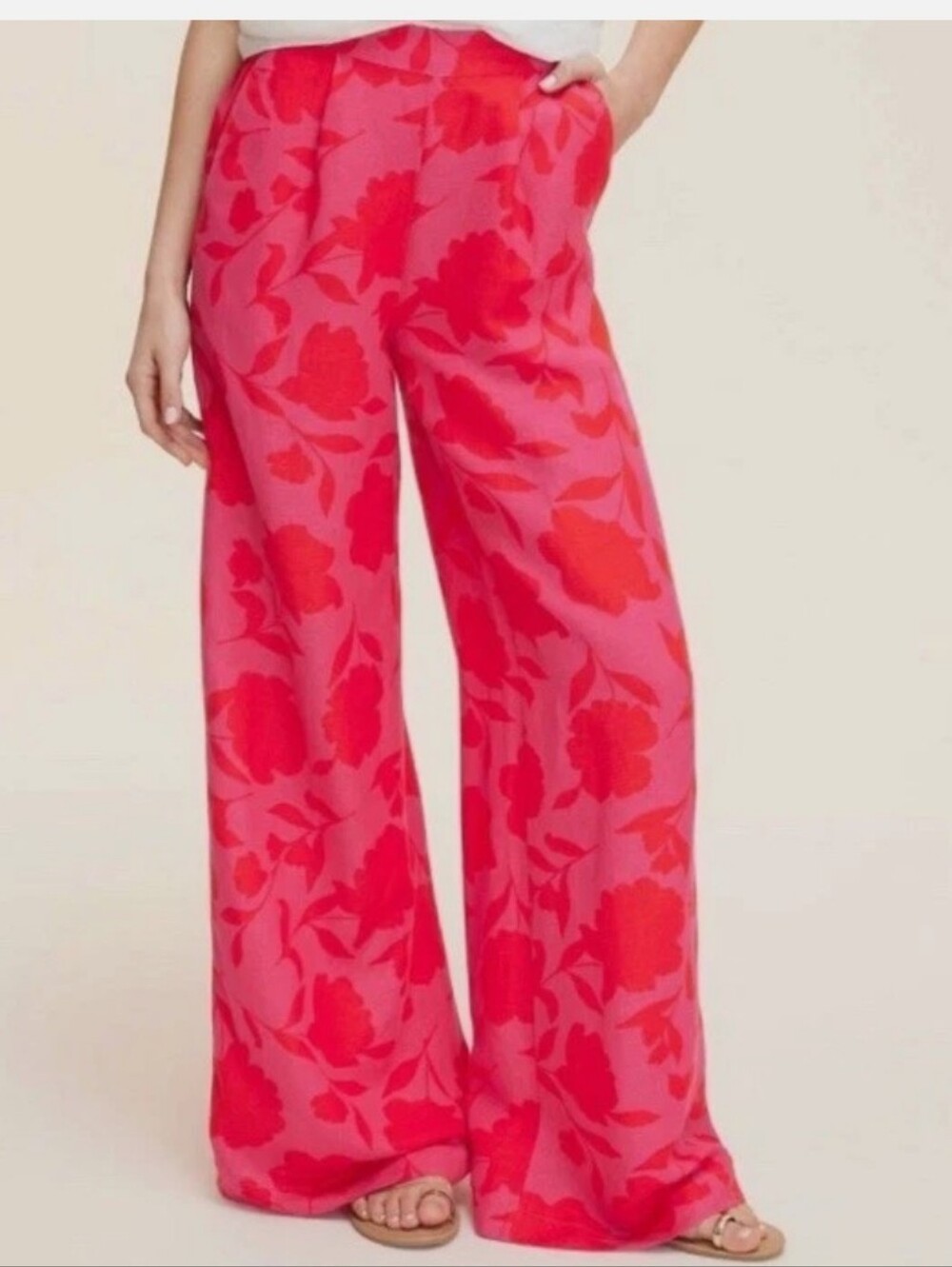 #287. Kate Spade Hot Pink Wide-Leg Floral Pants with Red Pattern X Target